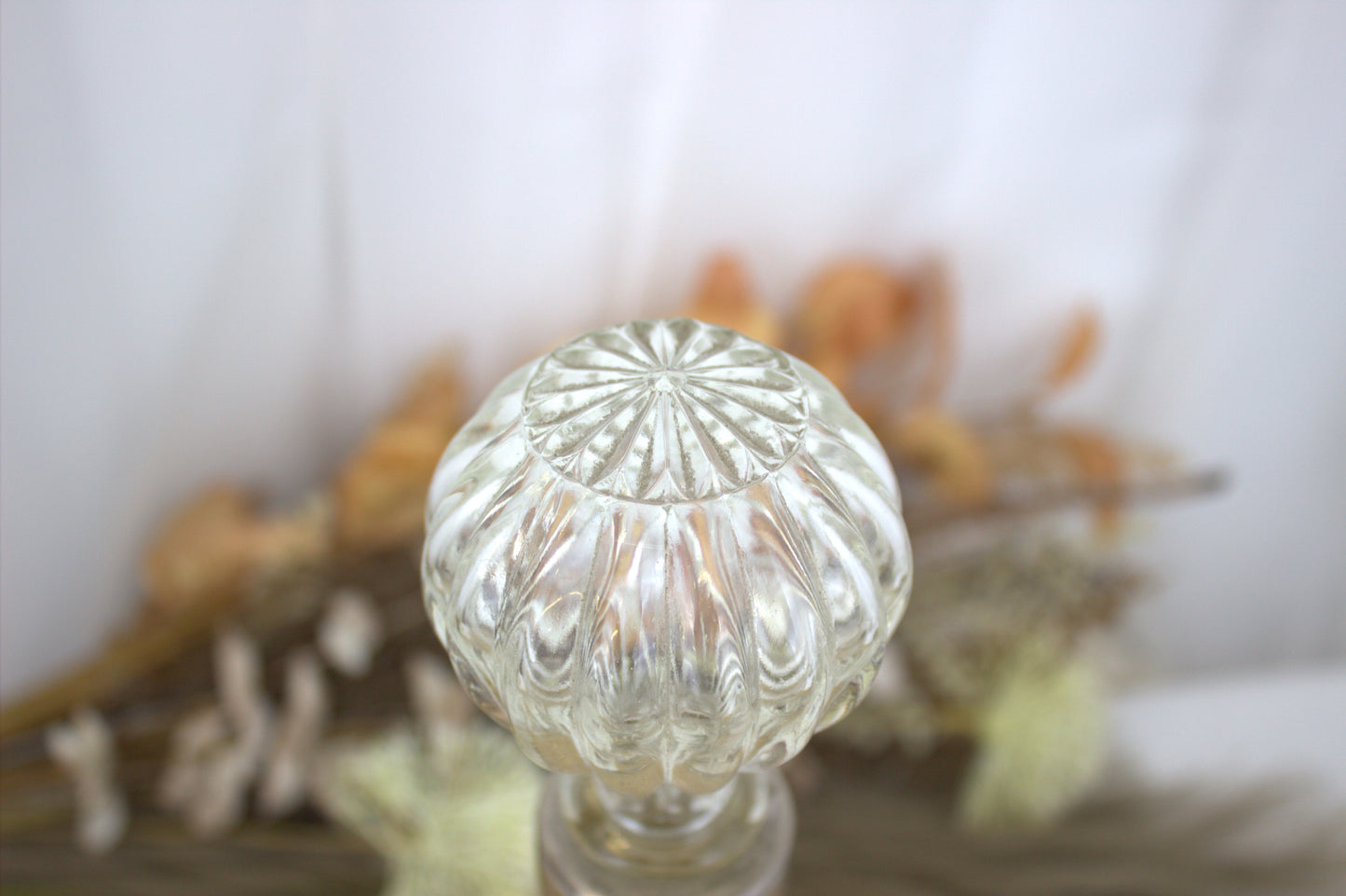 Vintage Ribbed Teardrop Glass Decanter with Fluted Pear Design