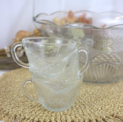 Extra-Large 1970's Vintage Punch Bowl with 3 Matching Glasses – The Ultimate Party Centerpiece