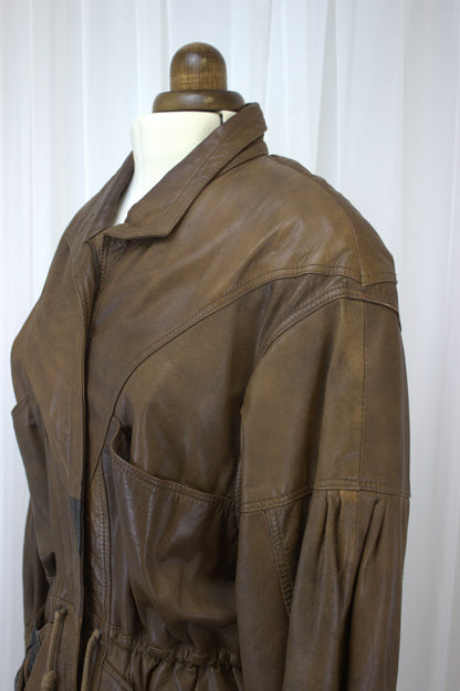 Julian Vard Genuine Leather Jacket - Size 12, 3-Tone Detail