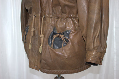 Julian Vard Genuine Leather Jacket - Size 12, 3-Tone Detail