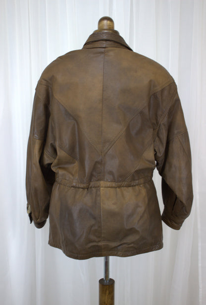 Julian Vard Genuine Leather Jacket - Size 12, 3-Tone Detail