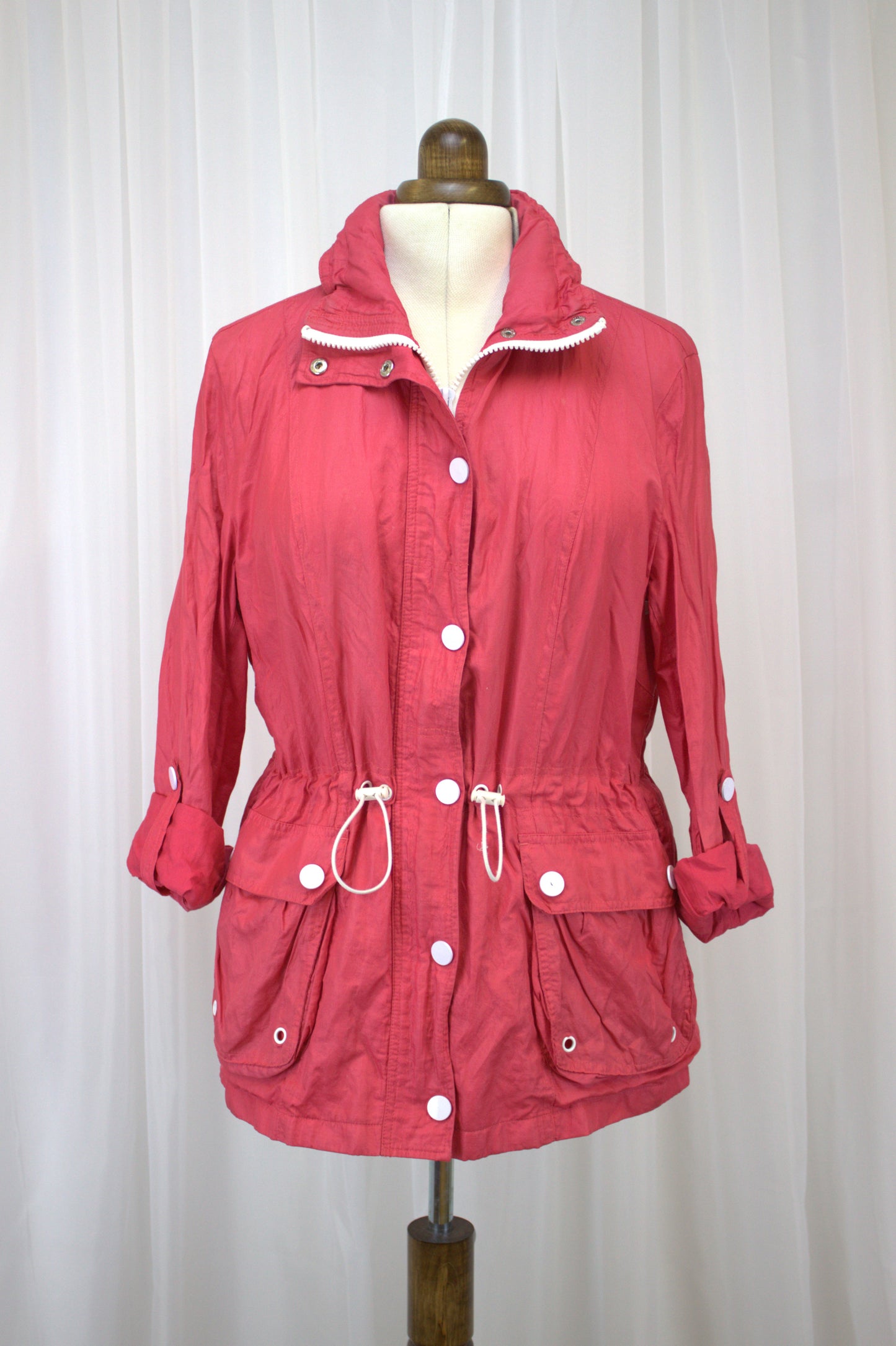 Bright & Practical Drawstring Jacket with Hidden Hood - Size 16