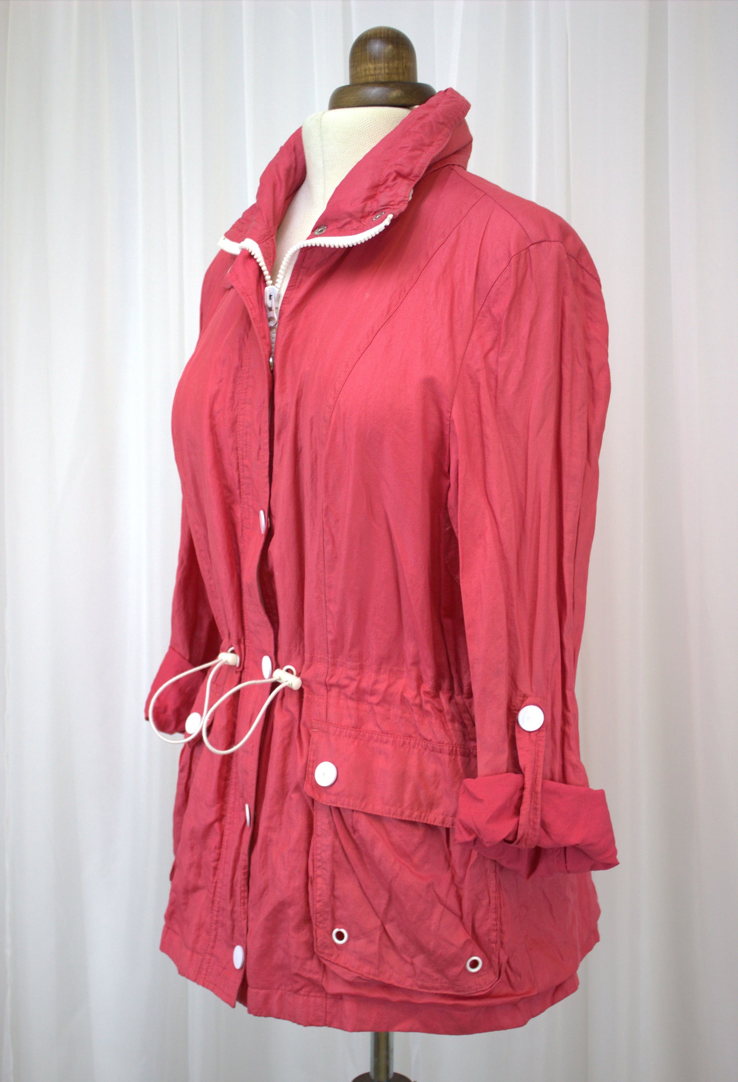 Bright & Practical Drawstring Jacket with Hidden Hood - Size 16