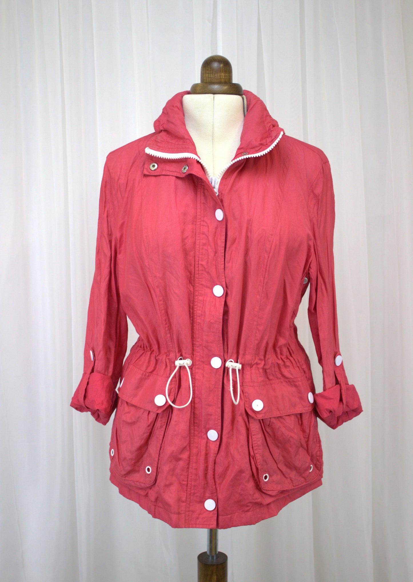 Bright & Practical Drawstring Jacket with Hidden Hood - Size 16