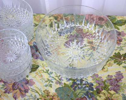 Vintage Arcoroc Diamond Sunburst Serving Bowl Set – 7 Pieces