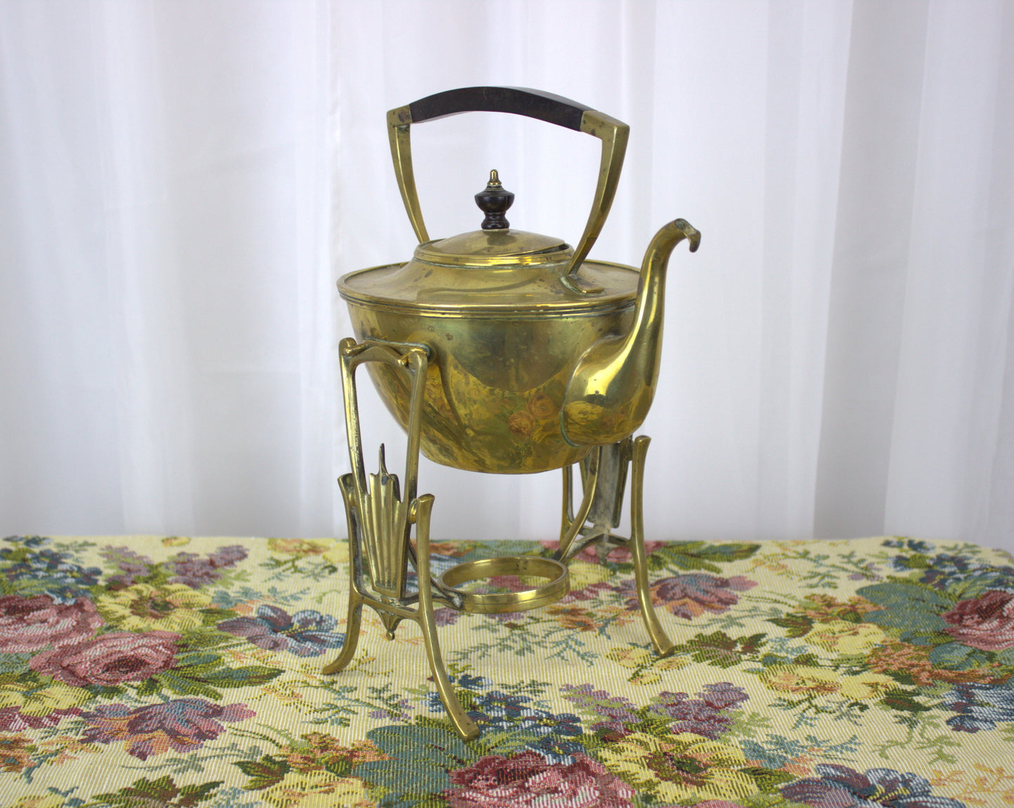 Vintage Brass Kettle with Warming Stand