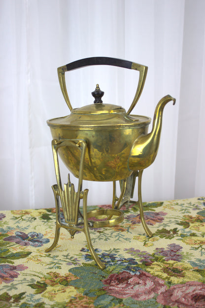 Vintage Brass Kettle with Warming Stand