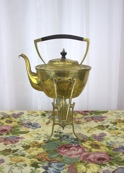 Vintage Brass Kettle with Warming Stand