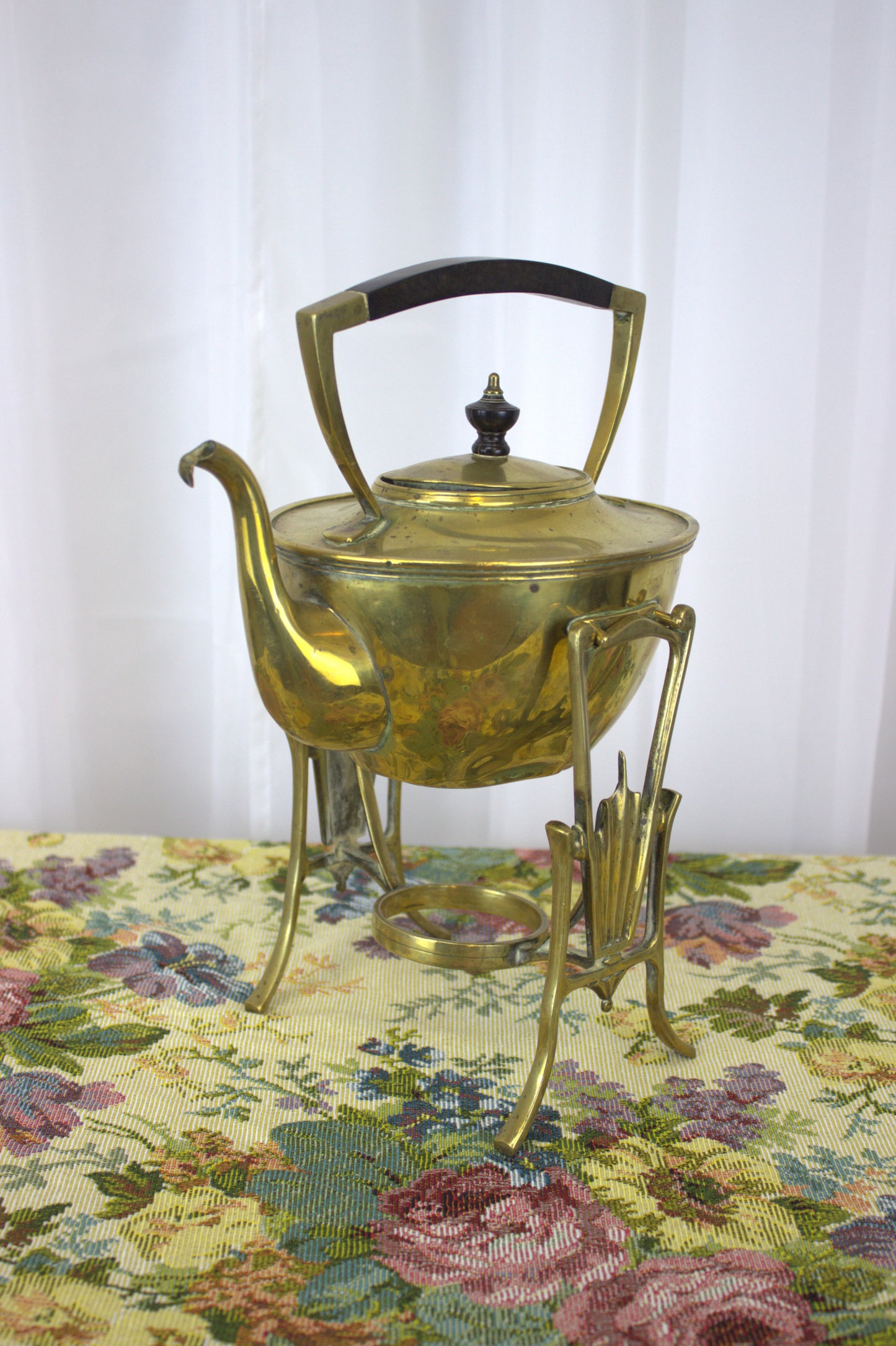 Vintage Brass Kettle with Warming Stand