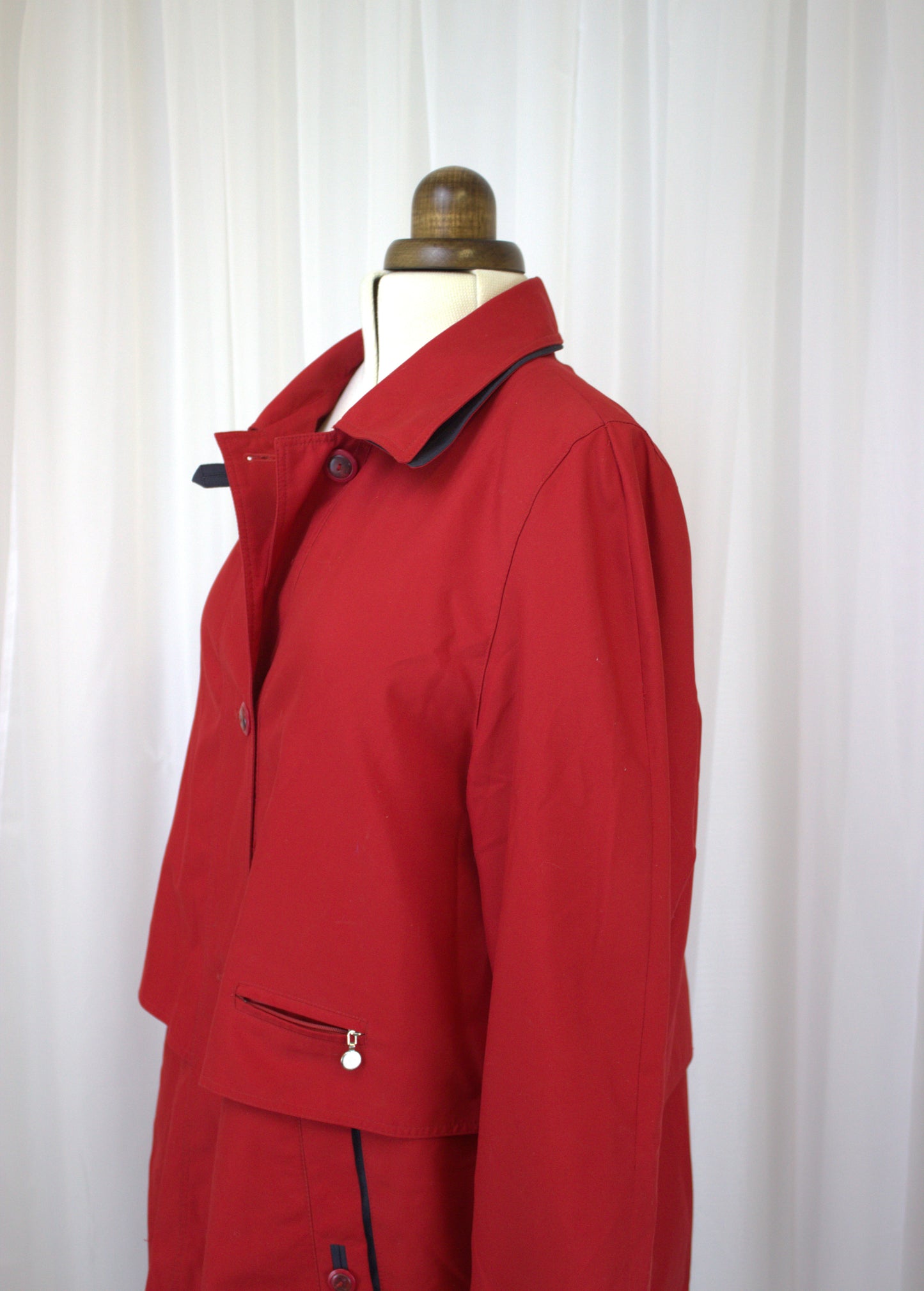 Vintage Red "Yachting" Embroidered Lightweight Coat – Size 14