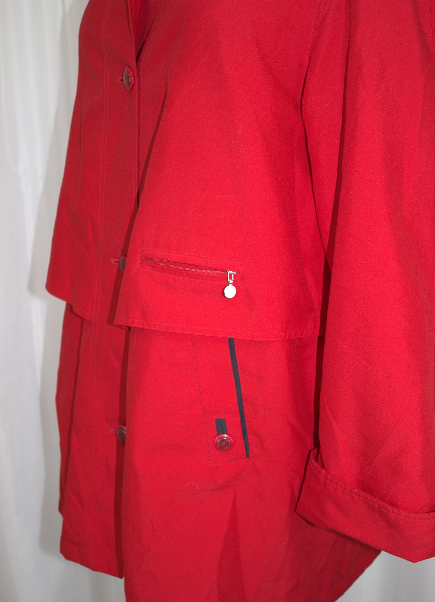 Vintage Red "Yachting" Embroidered Lightweight Coat – Size 14