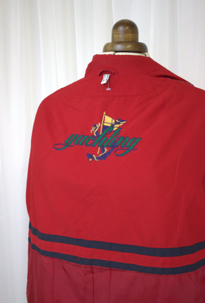 Vintage Red "Yachting" Embroidered Lightweight Coat – Size 14