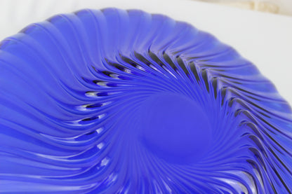 Vintage Arc France Cobalt Blue Swirl Glass Bowl – 13 Inches