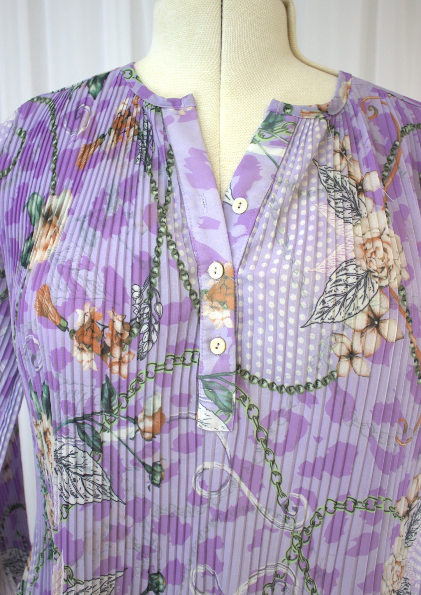 Vintage Paco Coastal Collection Pleated Shirt, Size 12