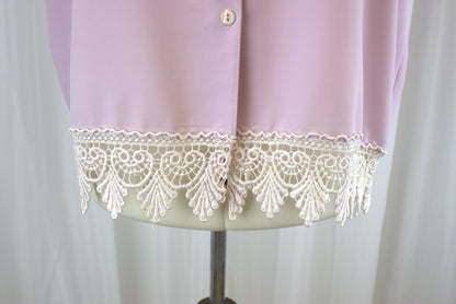 Michael Gold Blouse with Fringe Detail & Shoulder Pads - Size XL