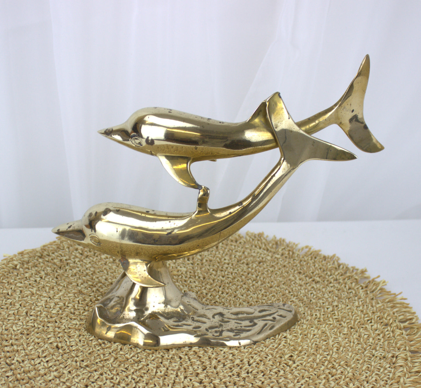 Vintage Brass Dolphin Pair Ornament