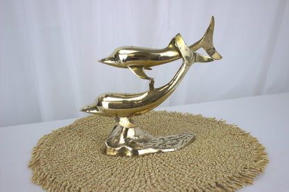 Vintage Brass Dolphin Pair Ornament