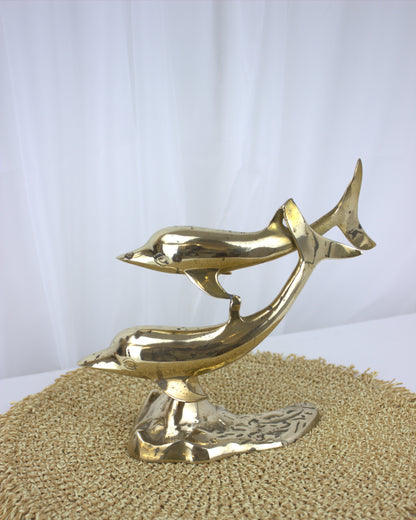 Vintage Brass Dolphin Pair Ornament