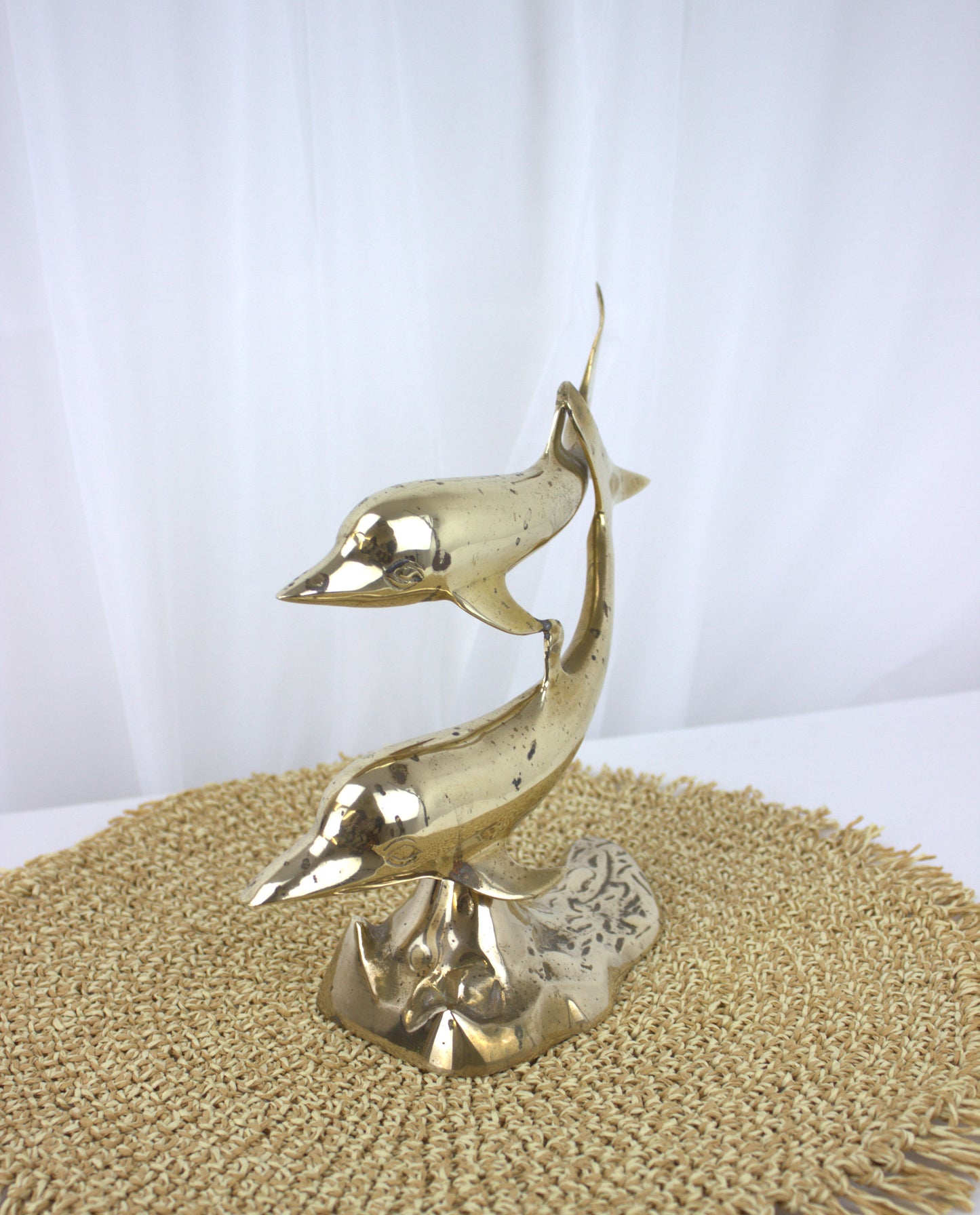 Vintage Brass Dolphin Pair Ornament