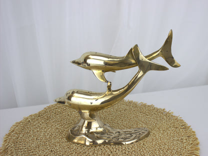 Vintage Brass Dolphin Pair Ornament