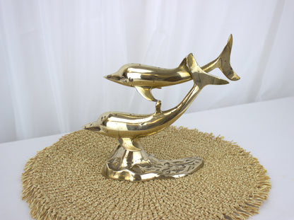 Vintage Brass Dolphin Pair Ornament