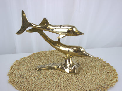 Vintage Brass Dolphin Pair Ornament