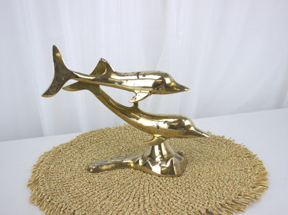 Vintage Brass Dolphin Pair Ornament