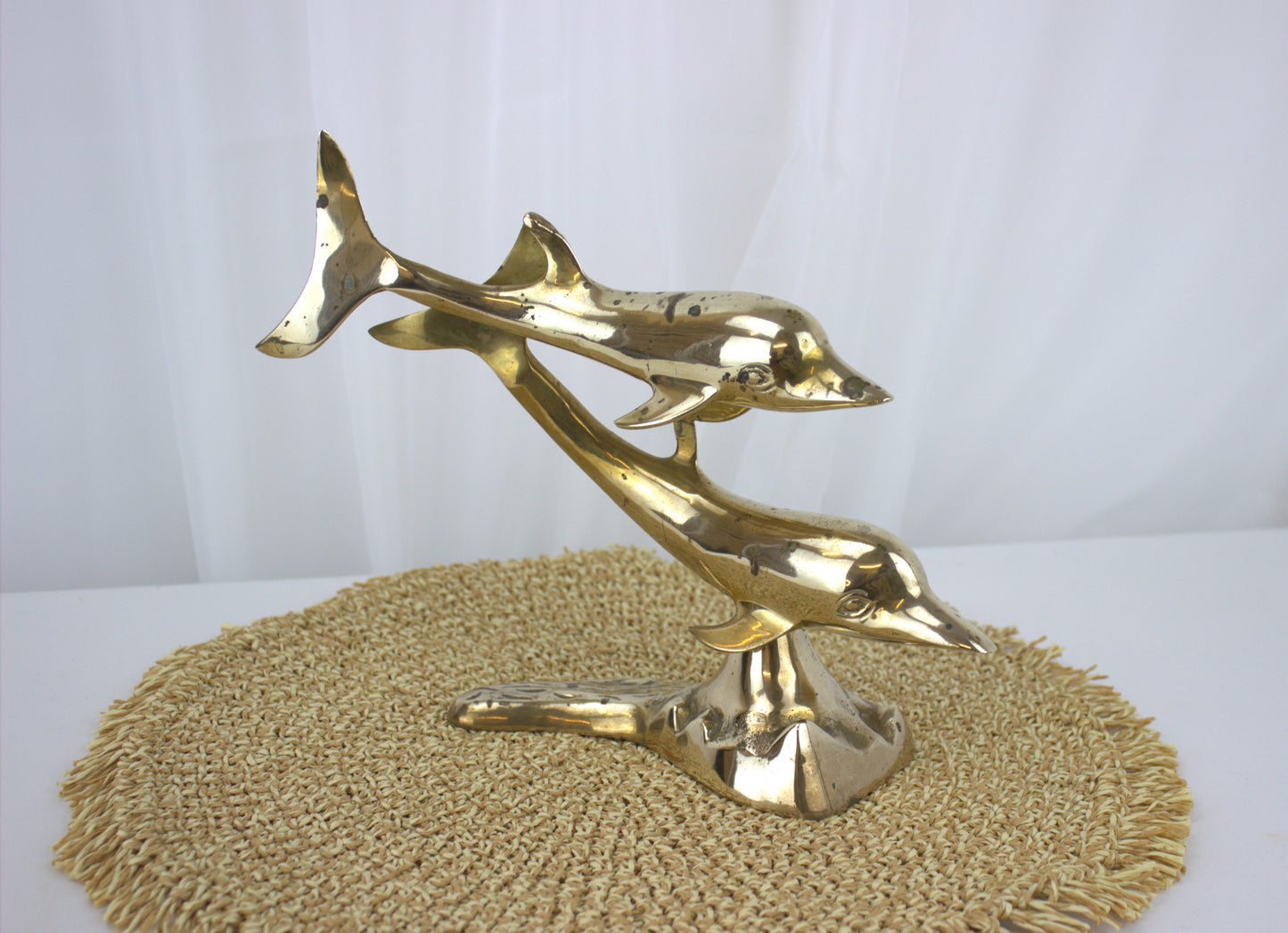 Vintage Brass Dolphin Pair Ornament