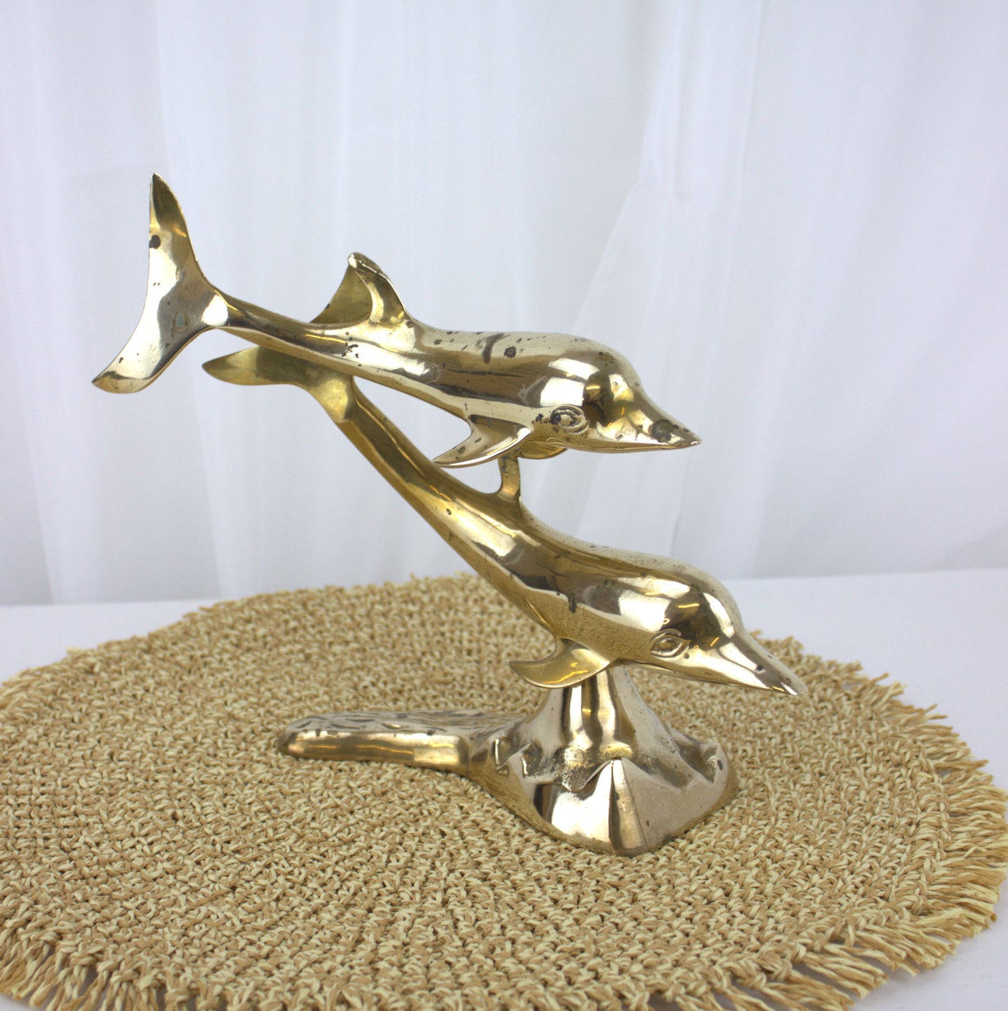 Vintage Brass Dolphin Pair Ornament