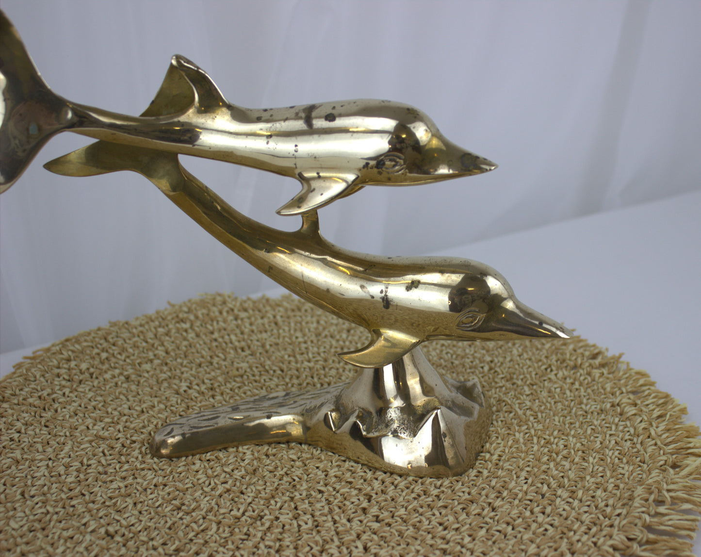 Vintage Brass Dolphin Pair Ornament