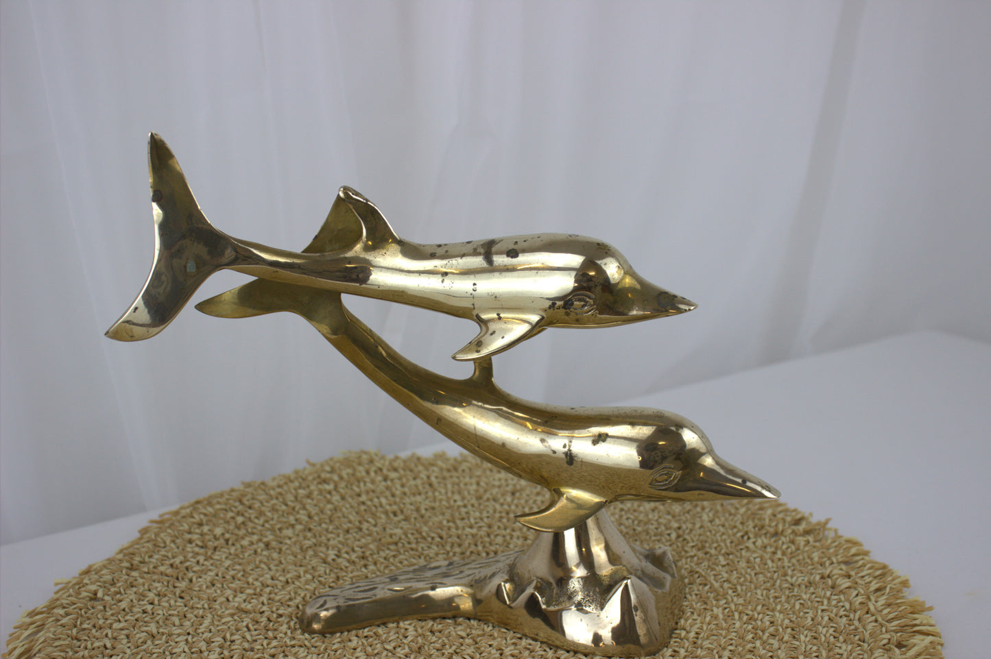 Vintage Brass Dolphin Pair Ornament