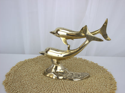 Vintage Brass Dolphin Pair Ornament