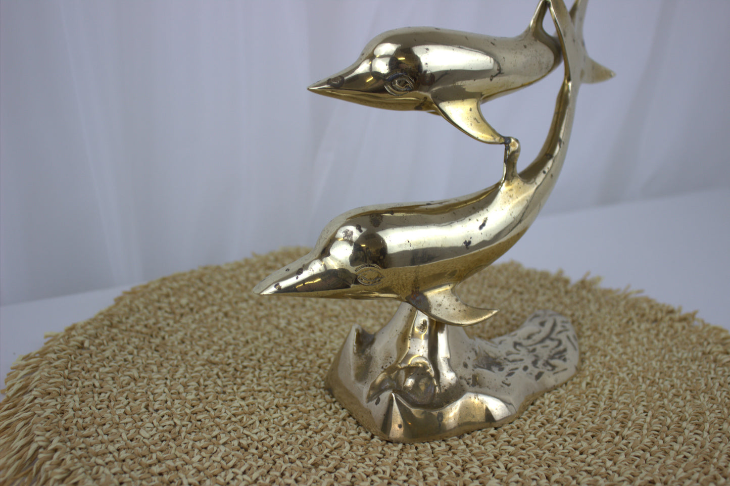 Vintage Brass Dolphin Pair Ornament