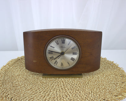 Vintage 1970's Hinderer Quartz Mantle Clock with Brass Stand