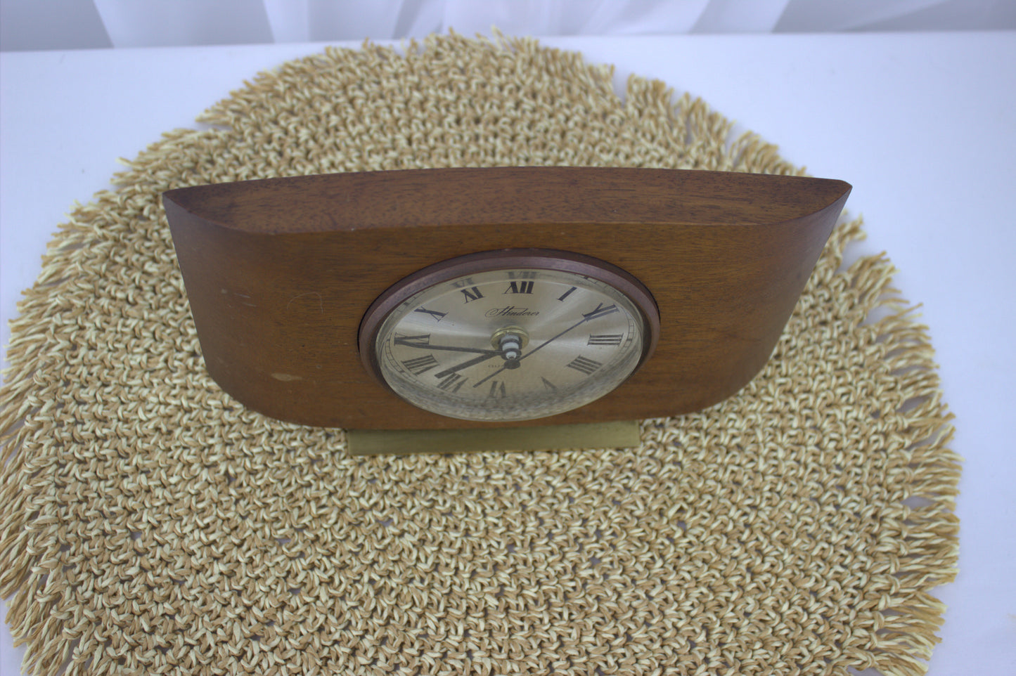 Vintage 1970's Hinderer Quartz Mantle Clock with Brass Stand