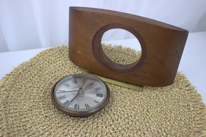 Vintage 1970's Hinderer Quartz Mantle Clock with Brass Stand