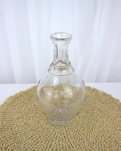 Vintage Glass Vase with Etched Star Design