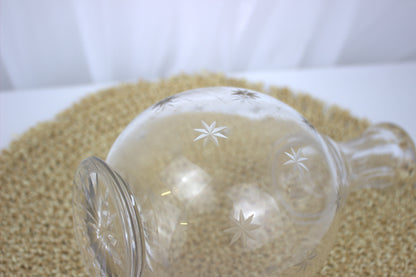 Vintage Glass Vase with Etched Star Design