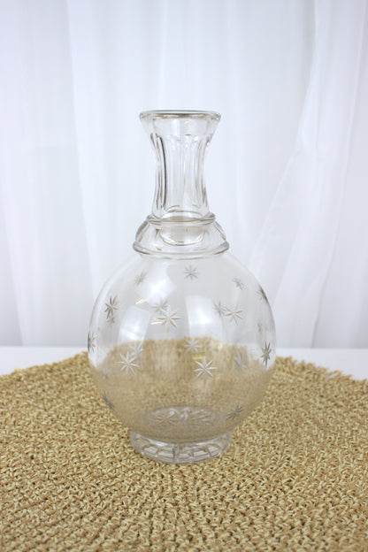 Vintage Glass Vase with Etched Star Design