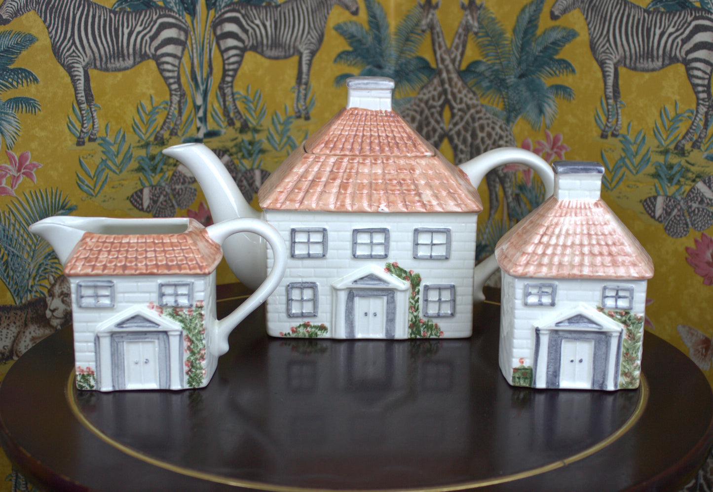 Charming Cottage Tea Set - Teapot, Sugar Bowl & Milk Jug