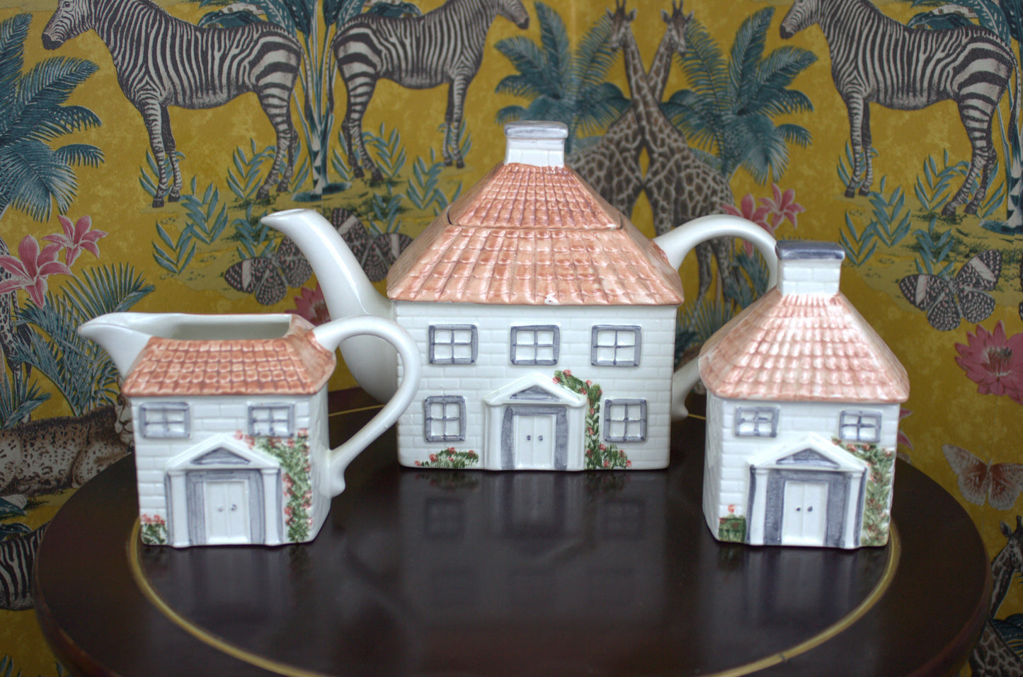 Charming Cottage Tea Set - Teapot, Sugar Bowl & Milk Jug