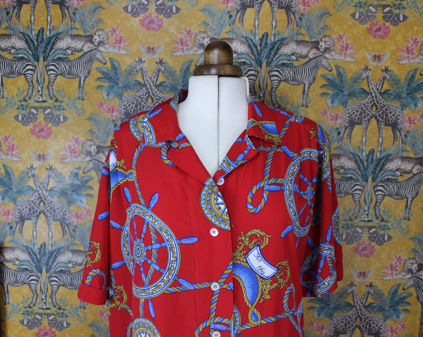 Vibrant Nautical Vintage Shirt Dress - Size XL