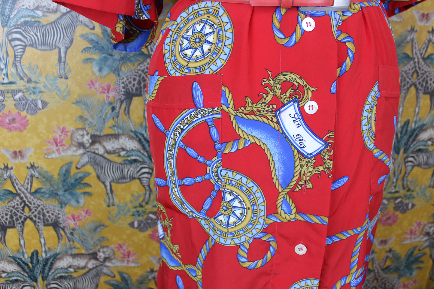 Vibrant Nautical Vintage Shirt Dress - Size XL