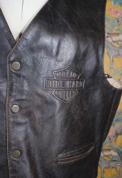 Harley Davidson Leather Waistcoat - XL