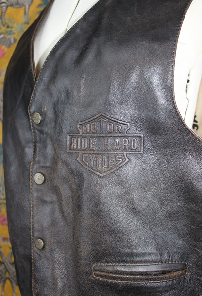 Harley Davidson Leather Waistcoat - XL