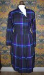 Asymmetrical Check Print Shirt Dress with Pockets - Size 12-14