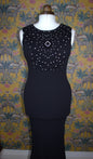 Vintage Hollywood Glam Mermaid Dress with Beaded Bust - Size 10-12