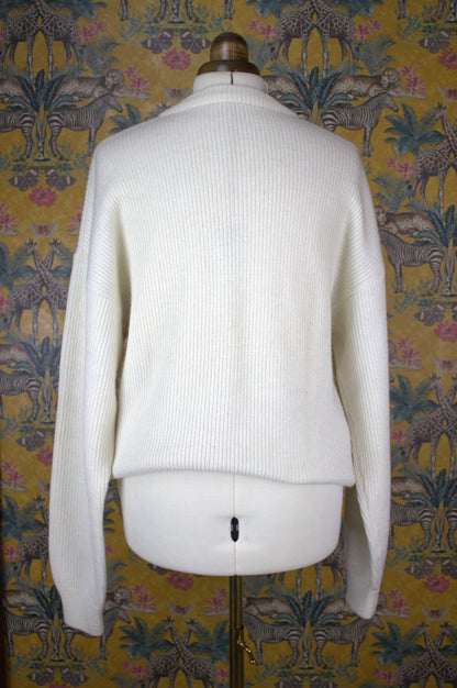 Oversized Boyfriend Sweater with Wool Blend - Size Large