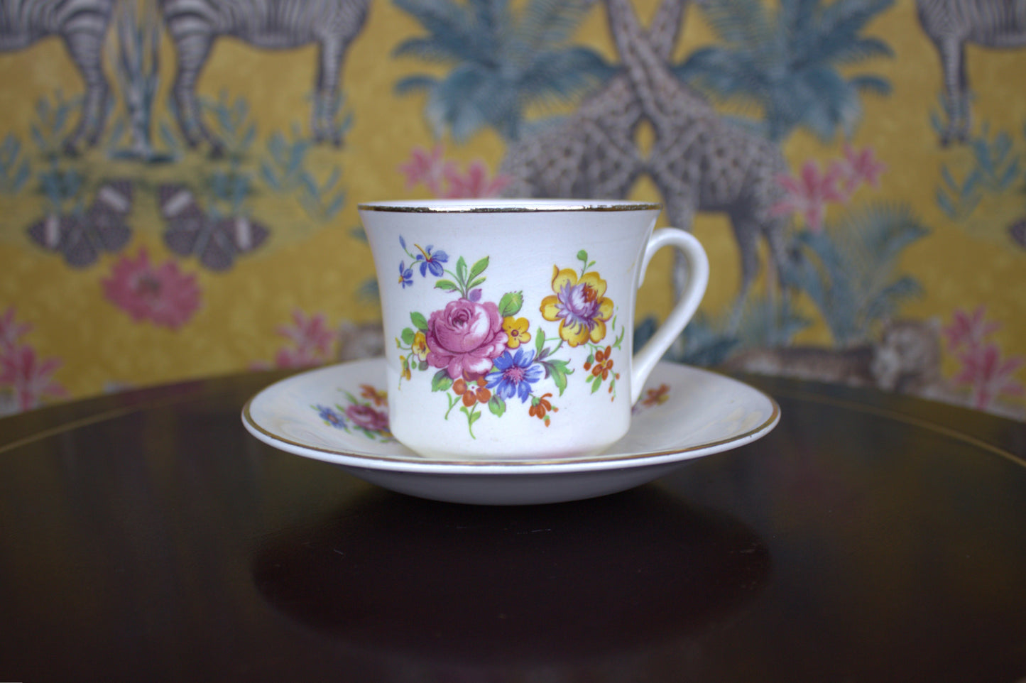 Charming Vintage Arklow Pottery Teacup and Saucer – Floral Elegance