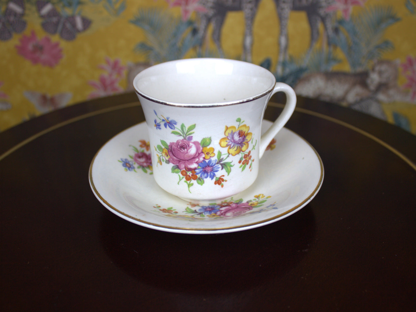 Charming Vintage Arklow Pottery Teacup and Saucer – Floral Elegance